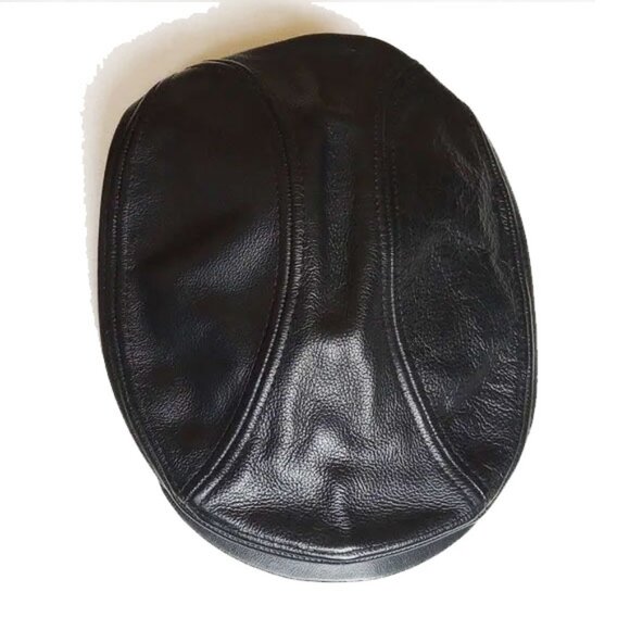 Made In USA Genuine Leather Newsboy Cabbie Cap L/XL KBethos Black - Picture 2 of 6